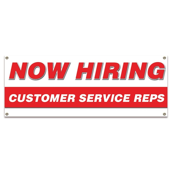 Now Hiring Customer Service Reps Banner Apply Inside Accepting Application Single Sided